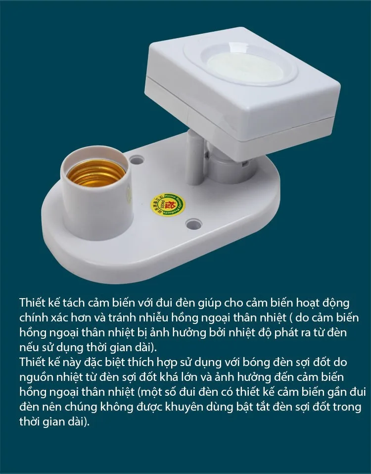 Đui đèn cảm ứng chuyển động thân nhiệt HD312-F22