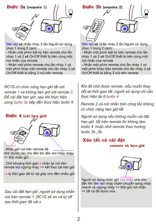 Công tắc điều khiển từ xa sóng RF TPE RC1S