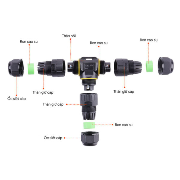 Đầu nối dây điện chống nước chữ T EW-M20T