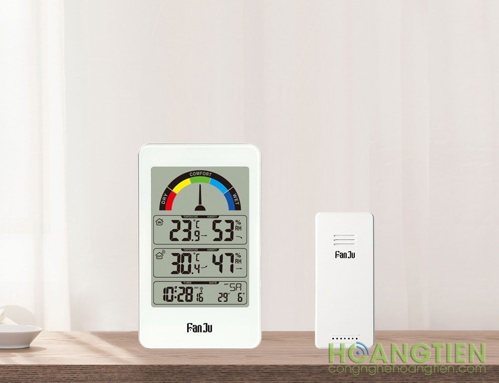 Đồng hồ nhiệt độ độ ẩm trong nhà và ngoài trời FJ3356