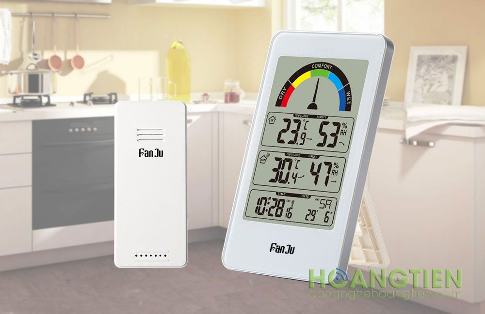 Đồng hồ nhiệt độ độ ẩm trong nhà và ngoài trời FJ3356