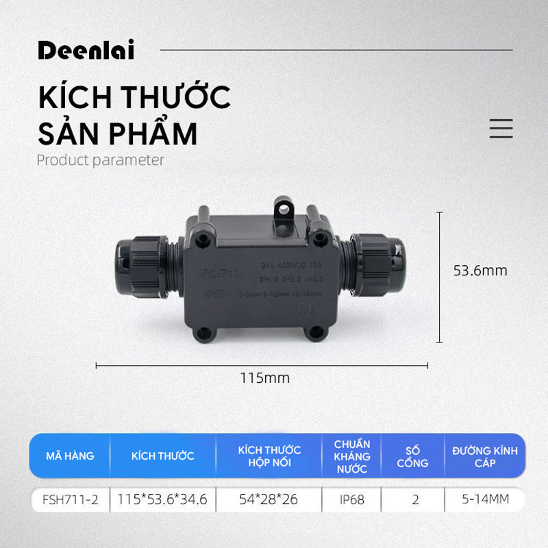 Hộp nối điện chống nước ngoài trời IP68 FSH711-2