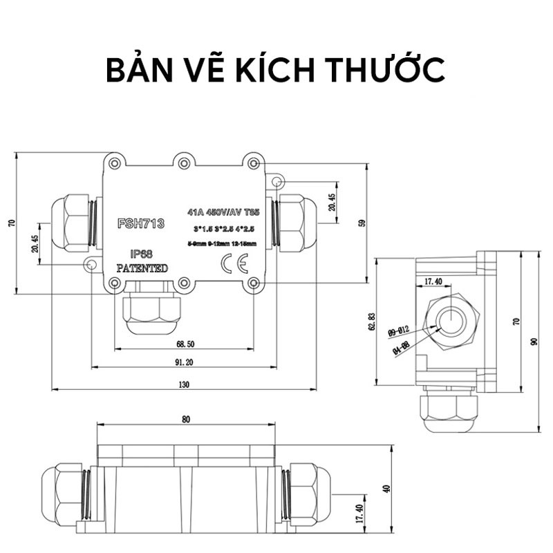 Hộp nối điện chống nước FSH713-3